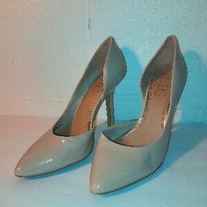 BCBG Paris Women's Size 7.5 Nude Pointed Toe Stiletto High Heels Shoes Like New